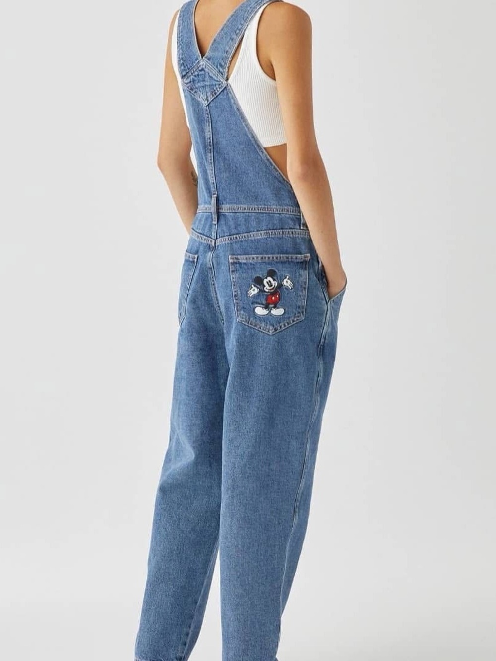 NWT Pull&Bear Retro Mickey Mouse Denim Women’s Overalls